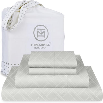 Celine King Size Sheets for King Mattress | 800 Thread Count Jacquard Light Grey | Better Than Egyptian Cotton | 4 Pc Bed Sheets | Damask Sheets Fits 16'' Deep Pocket | 100% Cotton