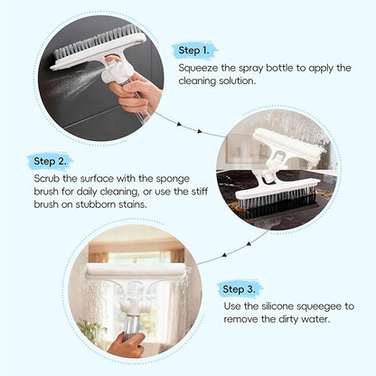 8.27" Wide Spray Squeegee, All-Purpose Shower Squeegee with Sprayer for Glass Doors, Squeegee for Shower Glass with Hook, Window Squeegee with Sprayer for Home (White)