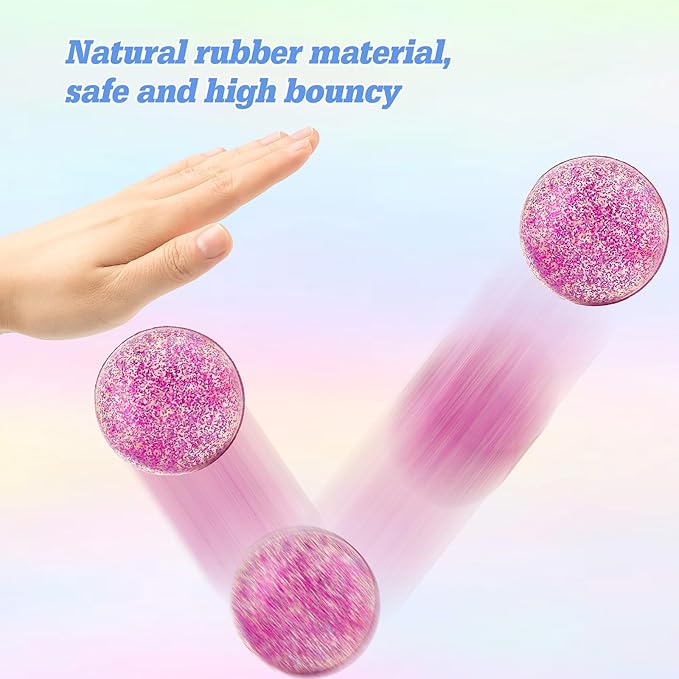 24 Pack Glitter Bouncy Balls for Kids 32 mm Rubber Bounce Balls in 6 Bright Colors — Bulk Party Favors, Goodie Bag Fillers, Easter Basket Stuffers, Classroom Rewards & Prizes