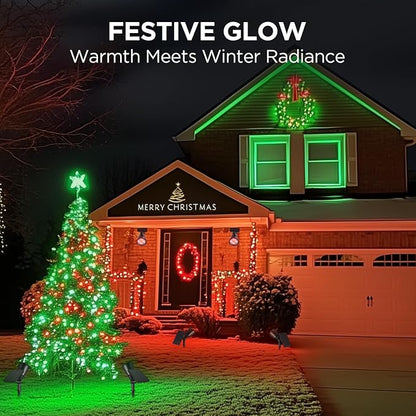 InnoGear Solar Lights Outdoor Waterproof Halloween Christmas Solar Garden Light for Outside Yard Landscape Lighting Pathway Spot Lights Spotlight Wall Light Auto On/Off, 2 Pack (Red and Green Light)