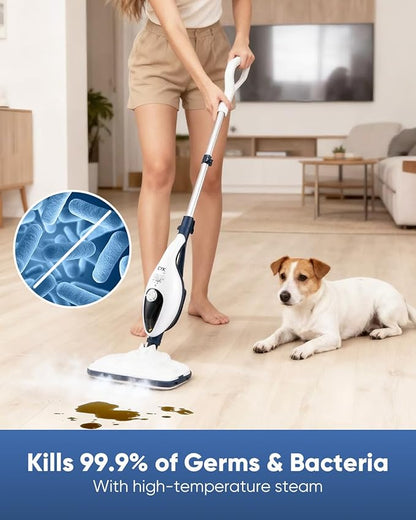 CYK Steam Mops for Floor Cleaning, 12 in 1 Handheld Steam Cleaner for Home, Floor Steamer for Hardwood Floors and Tile(Navy-White)