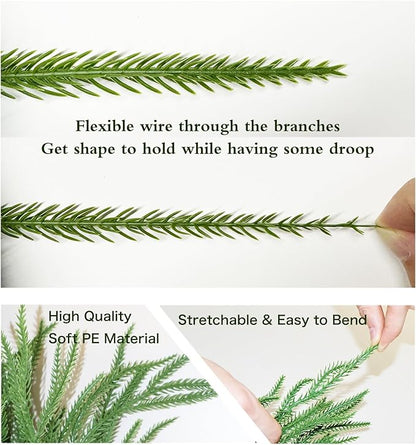 Christmas Garland Norfolk Pine Garland Real Touch Artificial Greenery Garland for Mantle Fireplace Table Indoor Outdoor Decor 6FT