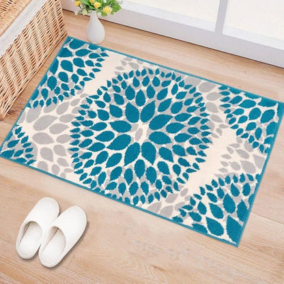 Rugshop Modern Blue Floral Circles Design Area Rug – Elegant Non-Shedding, 2' x 3' for Living Room, Bedroom, Dining Room, Kitchen