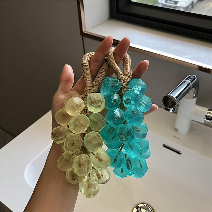 Handmade Crystal Grape Gentle Cleansing soap, Personalized Original Handmade Crystal Grape soap, Realistic Grapes Bunch Soaps Fragrance Cleaning, Smooth Skin, grape Soap DIY Kit (1, Yellow)