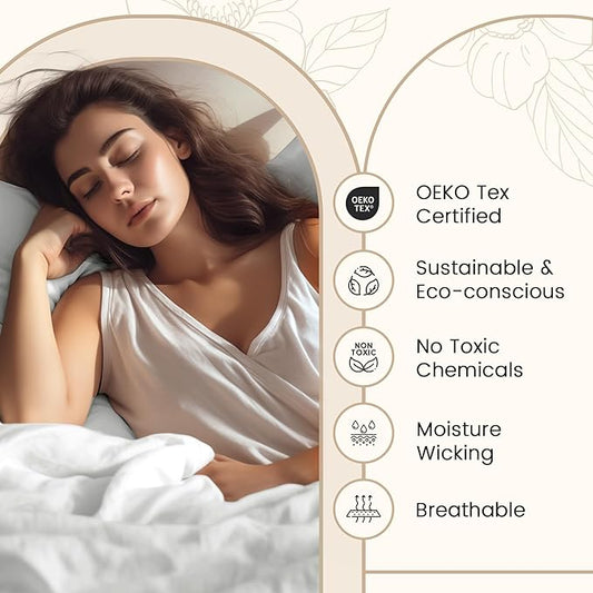 100% Cotton 800 Thread Count Breathable Split King Bed Sheets, Soft & Comfy Naturally Cool Fully Elasticated Fitted Sheet & Pillowcase Sets, Machine Washable No Pill Fade Resistant – Semolina
