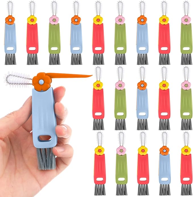 20 Pack 3-in-1 Cup Lid & Gap Cleaning Brush Bulk, Multifunctional Bottle Cleaning Brush Set for Cup Lid, Gap and Corner Brushes, Home Kitchen Clean Brushes Tools