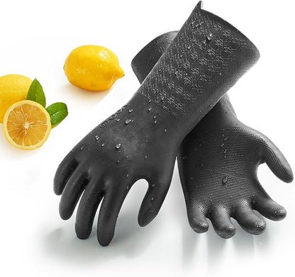 Vgo... 1 Pair Household Cleaning Gloves Infused with Rresh Rich Aromas, Lined Long Sleeves Kitchen Gloves for Bathroom, Gardening & Pet Care (Gray, M, TP1117)