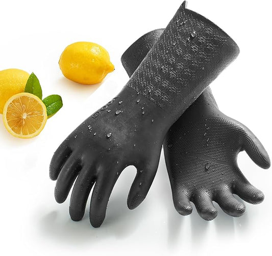 Vgo... 1 Pair Household Cleaning Gloves Infused with Rresh Rich Aromas, Lined Long Sleeves Kitchen Gloves for Bathroom, Gardening & Pet Care (Gray, M, TP1117)