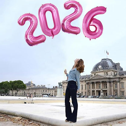 GOER 42 Inch Hot Pink 2026 Number Foil Balloons,2026 Graduation Decorations New Year Eve Festival Party Supplies
