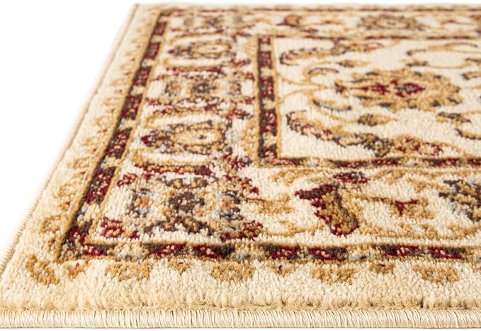 Rugs.com Aditi Collection Rug – 7 Ft Runner Cream Medium-Pile Rug Perfect for Hallways, Entryways
