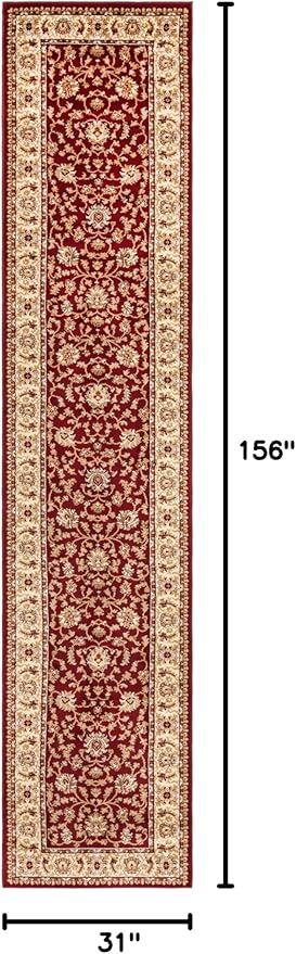 Rugs.com Aditi Collection Rug – 2' 7 x 13' Runner Red Low Rug Perfect for Living Rooms, Large Dining Rooms, Open Floorplans