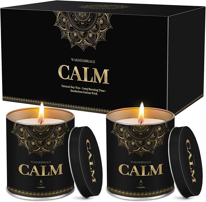 WarmEmbrace Scented Candles, 9 Oz Candle Sets for Home, Office, Meditation, Yoga, Candle Set for Women & Men, Birthday, Christmas, Anniversary, Valentine's Day Present, (2 Pack, Lavender & Vanilla)
