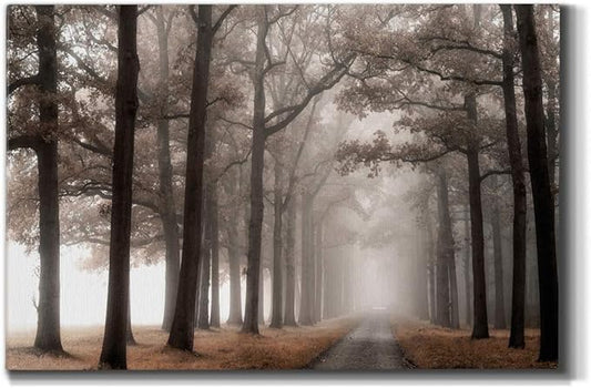 Wexford Home Home Decor Landscape Canvas Wall Art Abstract Floral Painting Modern Pictures Artwork Decoration for Living Room Kitchen Bathroom Office, Ready to Hang, misty road, 32x48