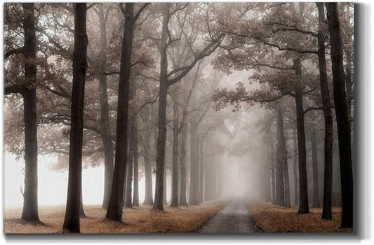 Wexford Home Decor Landscape Canvas Wall Art Abstract Floral Painting Modern Pictures Artwork Decoration for Living Room Kitchen Bathroom Office, Ready to Hang, misty road, 24x36