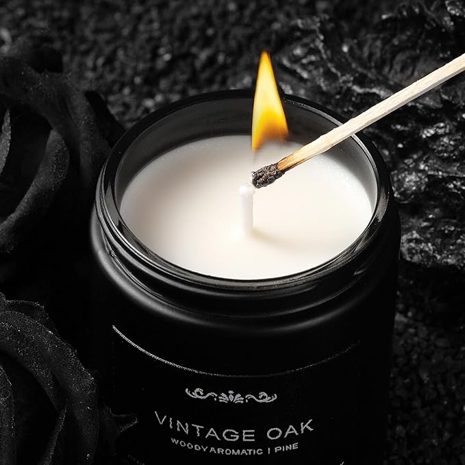 6 Pack Candles for Men - Mens Candle Gift Set, 42oz Scented Candles with Smoke Vanilla/Leather/Oak/Amber/Cardamom/Wood, 300 Hour Burn Time, Soy Candles Non-Toxic for Him, Home Office Man Cave Decor