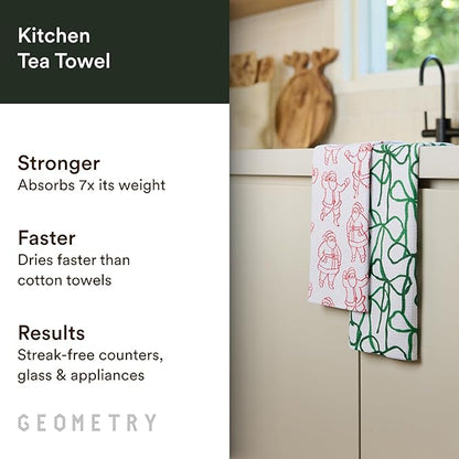 GEOMETRY Christmas Kitchen Towels - Quick Dry Microfiber Cloth Dish Towels for Kitchen Drying - Premium Quick Dry Towel 2-Pack Set - Holly Jolly