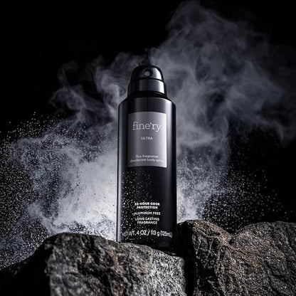 Finery Ultra MEN'S DEODORANT SPRAY | Fine Fragrance - Deodorant Body Spray | 24 HOURS ODOR PROTECTION | 4oz