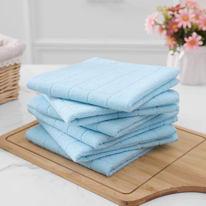 Homaxy 100% Cotton Terry Kitchen Dish Cloths, Ultra Soft and Absorbent Dish Towels for Kitchen, Suitable for Drying and Washing Dishes, 12 Pack, 12 x 12 Inches,Sky Blue