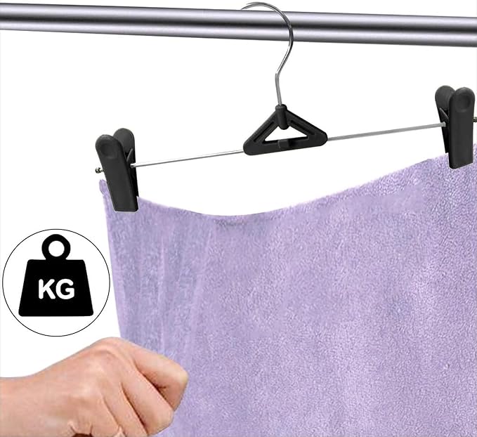 NORTHERN BROTHERS Pants Skirt Hangers 50 Pack - Stackable Space Saving Jeans Shorts Hanger with Clips for Kid, Man, Women, Children, Baby