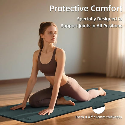 1/2 Inch Extra Thick Yoga Mat Pilates Equipment, 69"x24" Odorless Workout Mats for Home Gym, Non-slip Exercise Mats for Women Men Home Workout, Foldable Yoga Mats for Travel Camping Sleeping