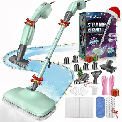 Standable Safe & High Temp Steam Mop Cleaner for Deep Cleaning, Powerful MultiPurpose and Heavy Duty Handheld Steam Cleaner, Detachable Floor Steamer with 18 Accessory for Hardwood Laminate Tile Grout
