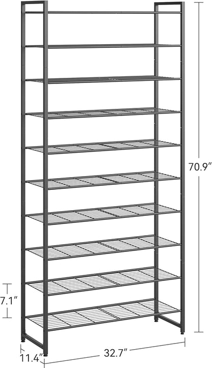 Shoe Rack for Closet, Metal Shoe Organizer, 10 Tier Garage Shoe Rack Max Holds 50 Pairs,Shoe Storage Shelf,Entryway, Black