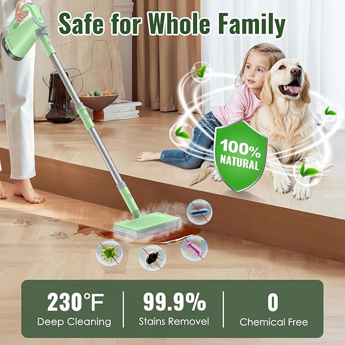 FEPPO Steam Mop & Detachable Handheld Steam Cleaner for Home and Floor Cleaning,15s Heat-Up, 230°F Steamer for Deep Cleaning with Multi-purpose Attachments Hardwood Floors, Tile, Grout,
