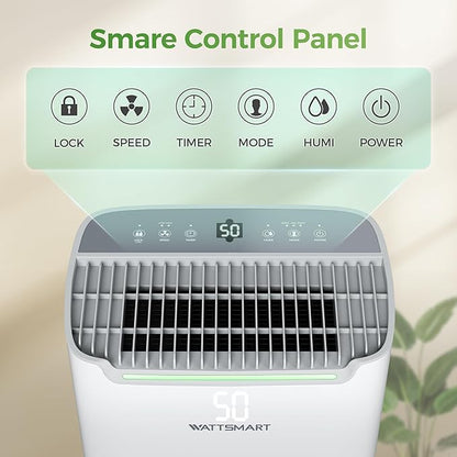 4,500 Sq Ft Home Dehumidifier with Drain Hose, 75 OZ Water Tank, 24 Hr Timer, 55 Pints High Efficiency Compressor for Basements, Bathrooms, Bedrooms and Laundry Rooms