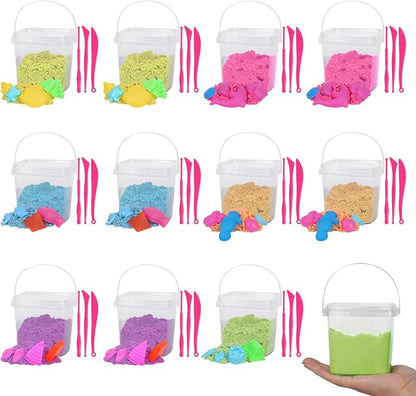 Minyaluck Play Sand Bulk Kit, 6 Color 5.3 Lb Magic 48 Molds, Sensory Toy Art Moldable Self-Sticking Kids Bulk Sand for Classroom Home Party Favors Gift for 4 5 6 7 8 9 Years Boys Girls