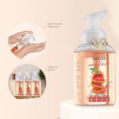 LOVERY Foaming Hand Soap-Pack of 3-Moisturizing Hand Soap with AloeVera & Essential Oils-Alcohol-Free Hand Wash in Honey Almond, PomegranatePeach, Lavender Jasmine Scent-Free Bracelet