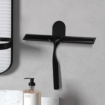 All-Purpose Shower Squeegee for Glass Doors Glass Squeegee for Bathroom Tile Shower Walls, Shower Doors, Window, Car Glass Cleaning Stainless Steel 10 inch Black