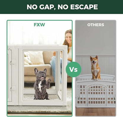 FXW AuraSpace Acrylic Indoor Dog Playpen for Small and Medium Dogs, 30 Inch, 16 Panels, White