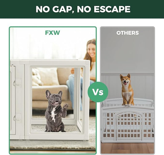 FXW AuraSpace Acrylic Indoor Dog Playpen for Small and Medium Dogs, 30 Inch, 16 Panels, White