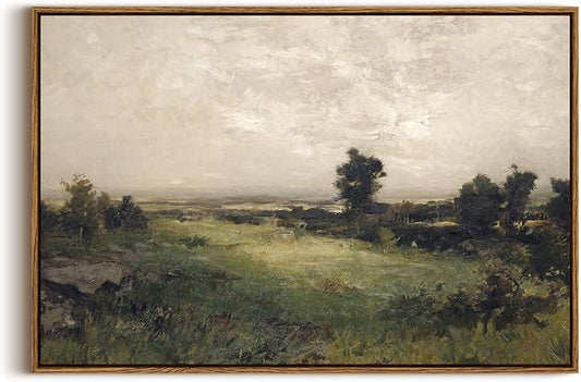 InSimSea Framed Canvas Wall Art Vintage Decor, Large Wall Art, Wild Field Landscape Painting Prints, Cottagecore Wall Decor for Living Room, Bedroom, Bathroom, Office Decorations, 20"x30"