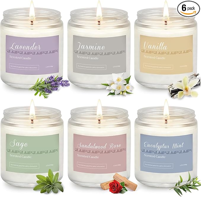 6 Pack Candles for Home Scented Aromatherapy Candles Gifts Set for Women, Lavender Candle, 37.8 oz 300 Hour Long Lasting Candles, Stocking Stuffers, Birthday, Valentine, Christmas, Anniversary Present