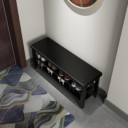 Wood Shoe Rack Bench for Entryway, 2 Tier Shoe Rack for Front Door Entrance, Shoe Bench with Shoe Storage for Entryway, Bedroom, 39.4"