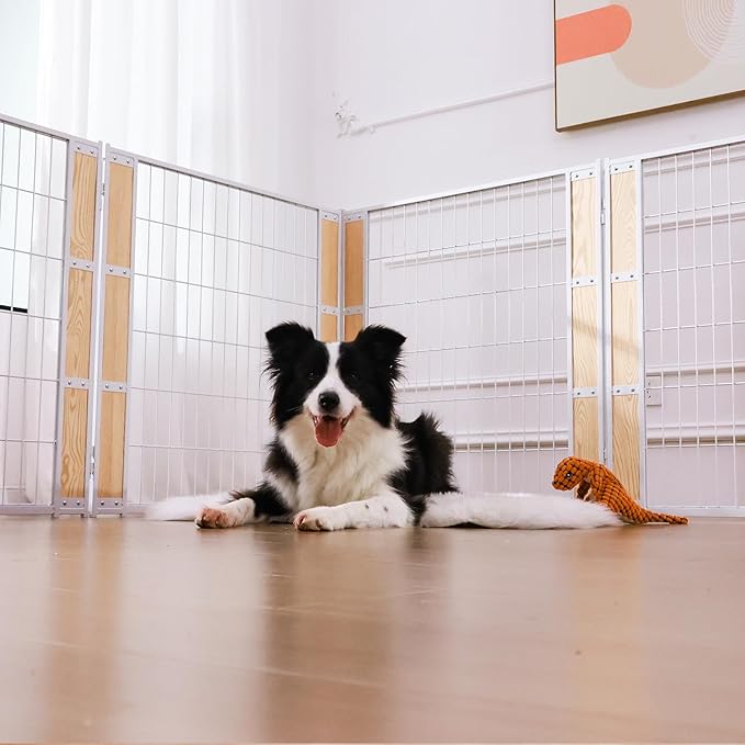 Heavy Duty Dog Playpen 32 Inch Height - Indoor Outdoor Pet Fence Enclosure for Medium and Small Dogs - Foldable Puppy Exercise Pen for Indoor and RV Camping or Yard (12 Panels, 35.4" H (White))