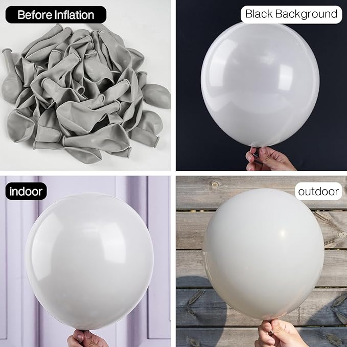 PartyWoo Gray Balloons, 50 pcs 12 Inch Matte Gray Balloons, Grey Balloons for Balloon Garland or Balloon Arch as Birthday Party Decorations, Wedding Decorations, Baby Shower Decorations, Gray-Y71