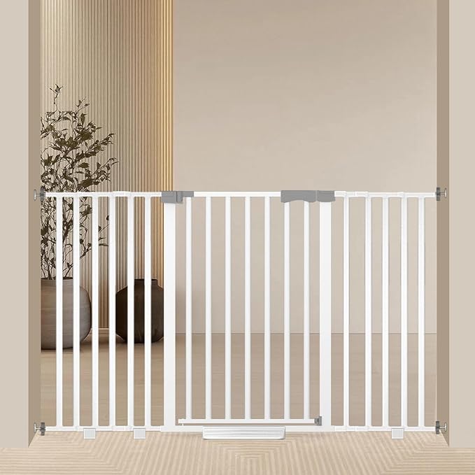 Extra Wide Baby Gate Fits 30-63 Inch Wide Opening, Toddler Pet Gate for Stairs Doorways Hallways Indoor, Walk Thru Large Long Dog Gates Pressure Mounted Black