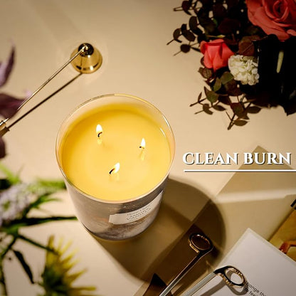 HomeLights Scented Candles | Large Jar 34 Oz Natural Soy Candle | 130 hrs Long-Lasting with 3 Wicks | Industrial Chic Home Decor | Gifts for Mom & Women, Smoke Vanilla