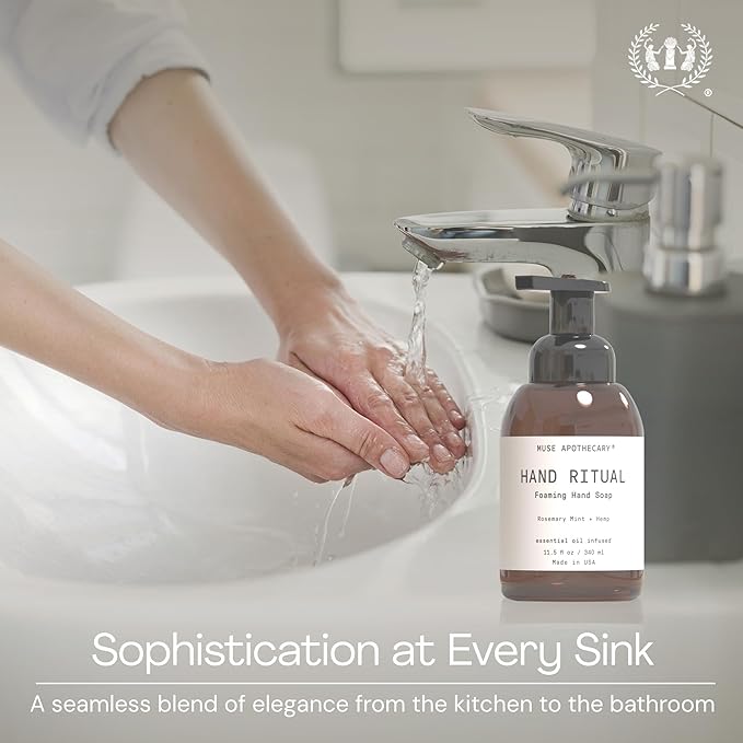 Muse Apothecary Hand Ritual - Aromatic and Nourishing Foaming Hand Soap, Infused with Natural Aromatherapy Essential Oils - USDA Certified Biobased - 11.5 oz, Fleur du Lavender