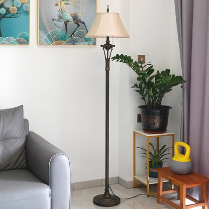 Farmhouse Floor Lamp Antique Metal Base Traditional Rustic Mid-Century Living Room Light 70 Inch Height Decor Office Bedroom