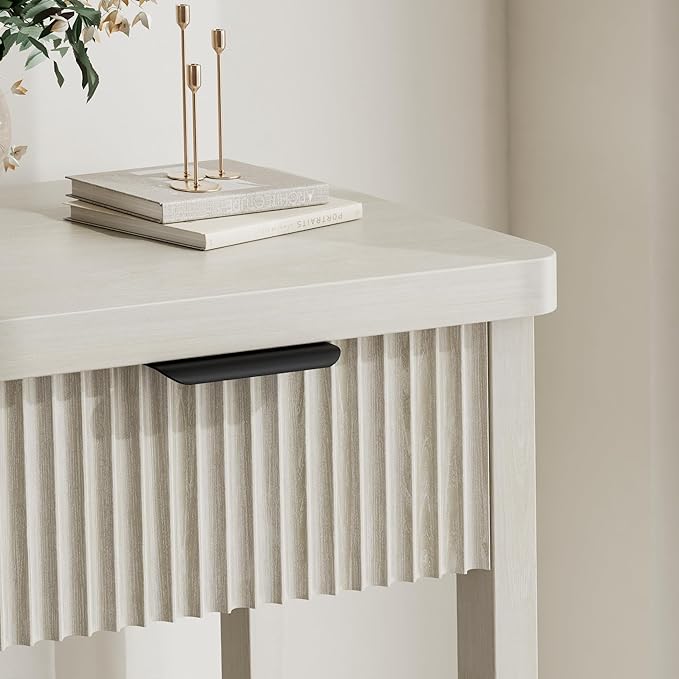 Lulive 51" Fluted Console Table for Entryway, Wooden Entryway Table with 3 Wooden Drawers, Farmhouse Behind Sofa Table for Living Room, Hallway, Couch, Foyer