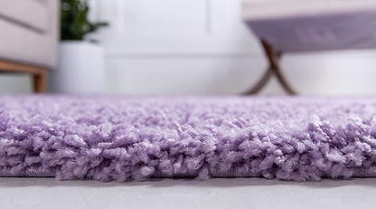 Unique Loom Solid Shag Collection Area Rug (9' x 12' 2" Rectangle Lilac)