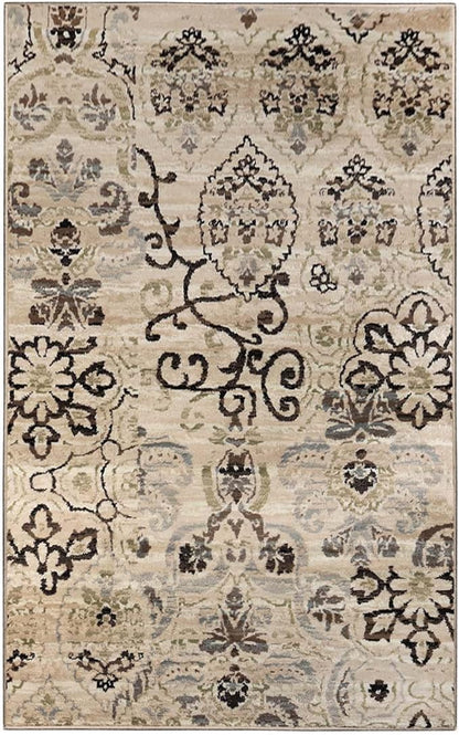 Superior Indoor Area Rug, Jute Backed, Perfect for Entryway, Office, Living/Dining Room, Bedroom, Kitchen, Hardwood Floor, Modern Floral Decor, Caldwell Collection, 2' x 3', Beige