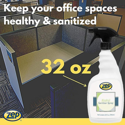 Zep Alcohol Hand Sanitizer Spray - 32 oz (Case of 12) 90001-70% Ethanol-Based, Non-Foaming for Dispensers, Manufactured in the USA
