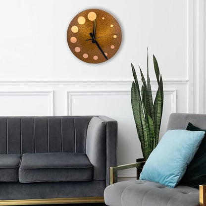 Handmade Pure Copper Wall Clock for Home Decoration, Decor Clock for Living Room, Bedroom and Kitchen, Rustic Decorative Mural Clock Art for Farmhouse (Circles of Time, 17.7)