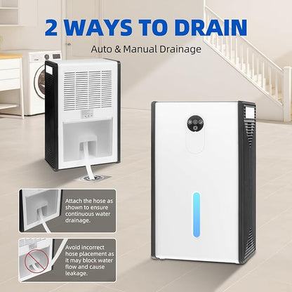 Dehumidifier for 1076 sq.ft,Quiet Portable Moisture Absorber with Auto Shut Off, Auto Defrost,72 OZ Water Tank,Drain Hose,7 Color LED Light,Sleep Mode for Basement Home Bedroom Bathroom RV