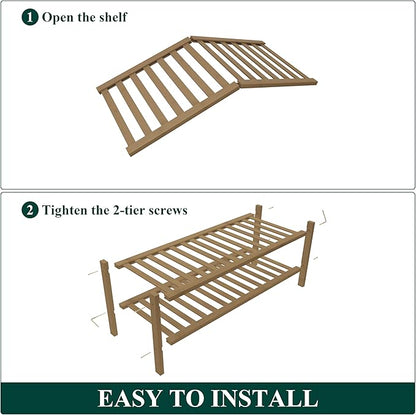 Smiry Bamboo Shoe Rack for Closet, 2 Tier Wooden Stackable Shoe Organizer, Free Standing Shoes Storage Shelf for Entryway, Front Door Entrance, Walnut