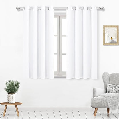 DWCN Pure White Curtains 45 Inches Long, Thermal Drapes for Living Room, Room Darkening Panels for Bedroom - 52W x 45L, 2PCS